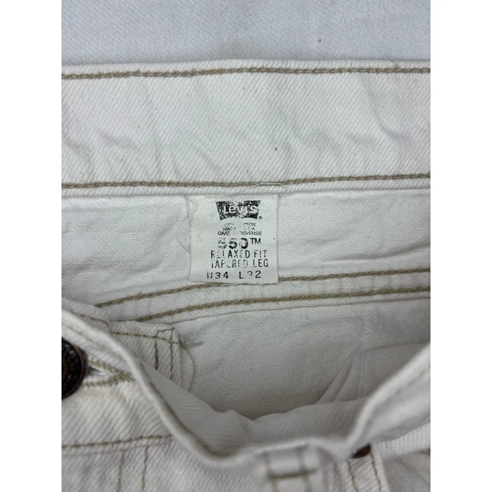 Vintage Levi's 550 Jeans Men's 34x32 White Orange Tab‎ Denim Made in USA 90s